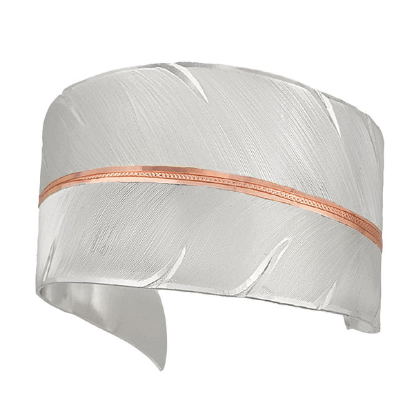 Two Tone Curved Feather Cuff Bracelet