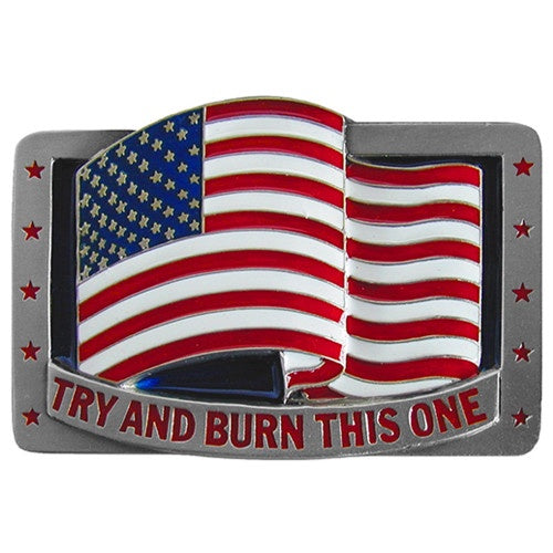 TRY AND BURN THIS ONE AMERICAN FLAG BUCKLE