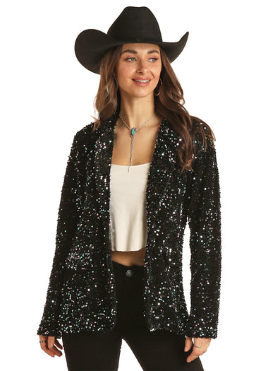 LADIES SEQUIN VELVET JACKET