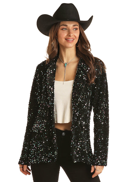 LADIES SEQUIN VELVET JACKET