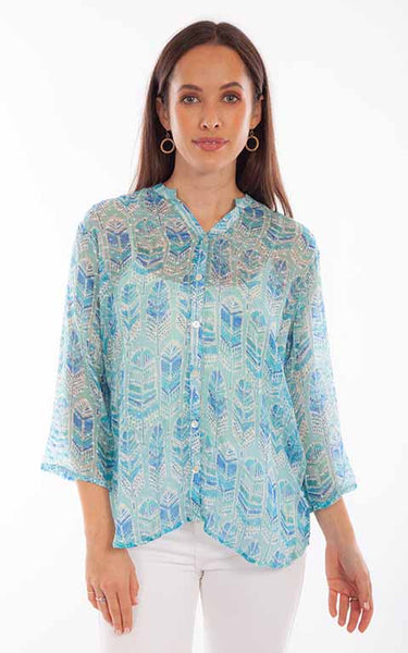 LADIES FEATHER TEXTURED BLOUSE
