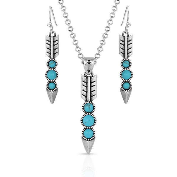 Free Falling Silver Feather Jewelry Set