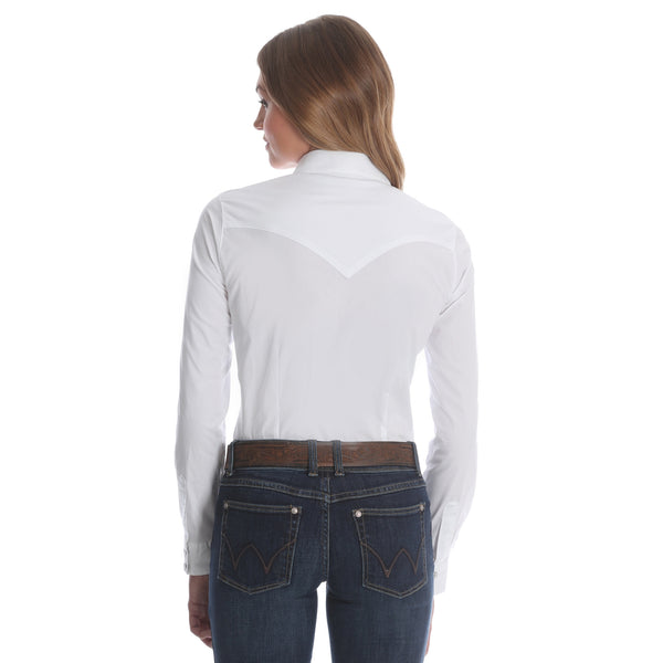 WHITE RIDING SHIRT WITH SNAPS