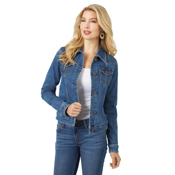 LADIES RETRO MEDIUM WASH DENIM JACKET
