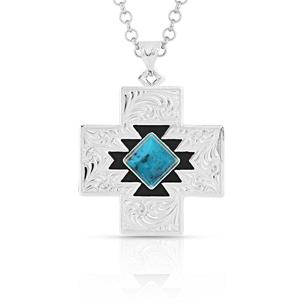 WITHIN GEOMETRIC TURQUOISE SILVER CROSS