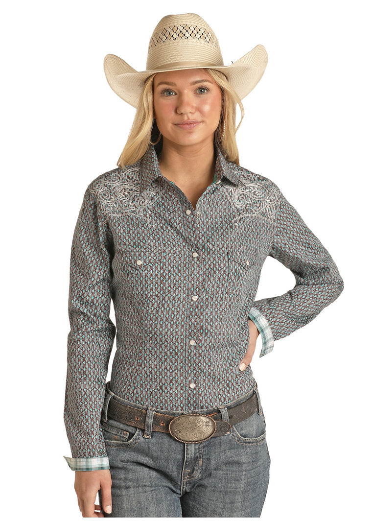 Legends by Scully Womens Western Shirt- Cream
