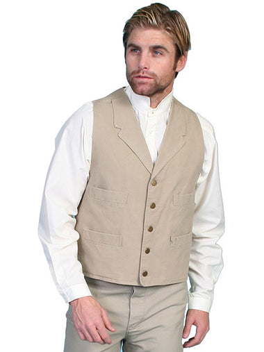 MENS CANVAS SINGLE BREASTED VEST