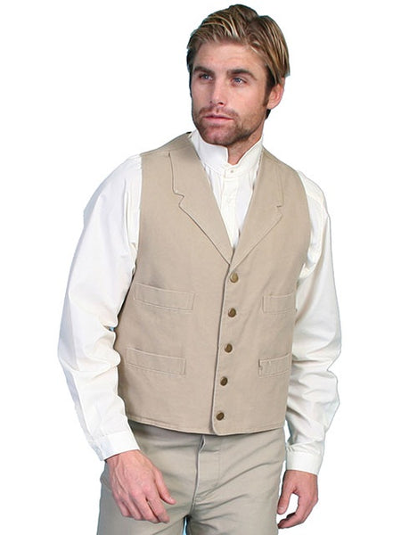 MENS CANVAS SINGLE BREASTED VEST
