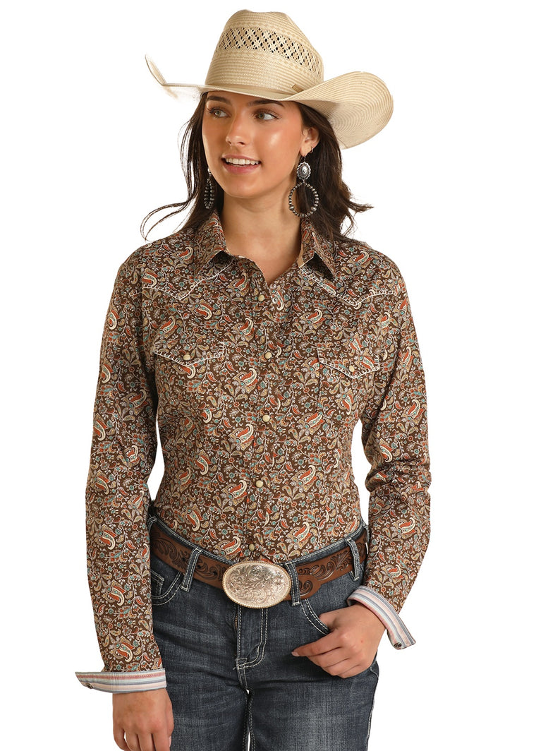 Rock & Roll Cowgirl® Ladies Wide Stripe LS Snap Shirt