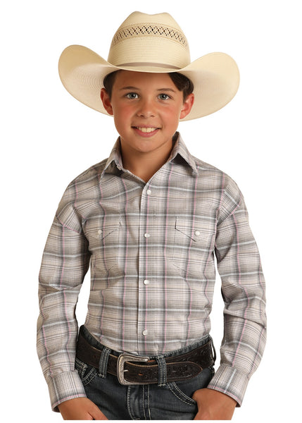 Boys Plaid Long Sleeve Snap Shirt