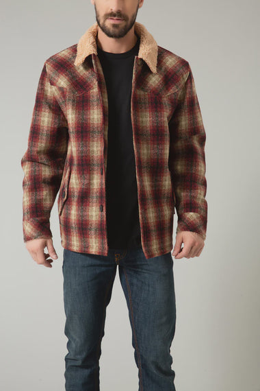 MENS BIG HORN SHERPA PLAID COAT
