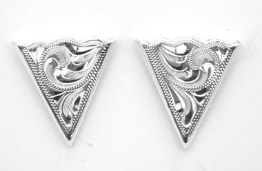 GERMAN SILVER ENGRAVED COLLAR TIPS