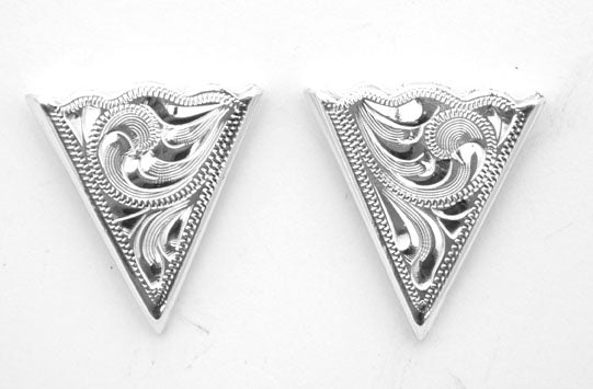 GERMAN SILVER ENGRAVED COLLAR TIPS