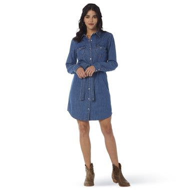 Wrangler Ladies Jean Dress with Tie Belt