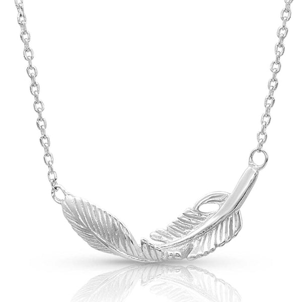 Turning Feather Pendant Necklace