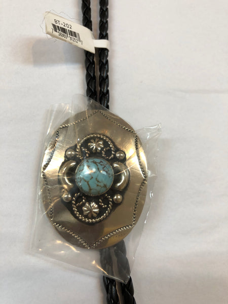 GERMAN SILVER BOLO W/TURQUOISE STONE