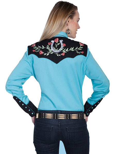 LADIES HORSESHOE EMBROIDERED SHIRT