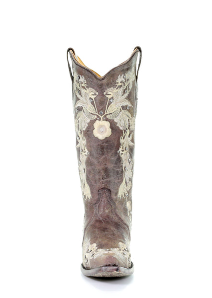 LD TOBACCO STUDS & FLOWERED EMBROIDERY & CRYSTALS