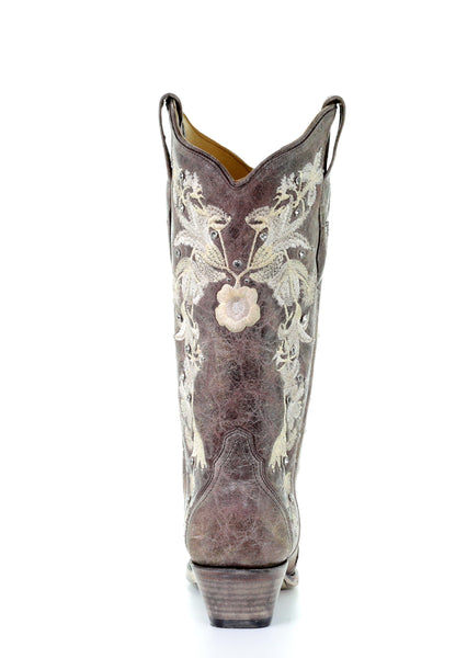 LD TOBACCO STUDS & FLOWERED EMBROIDERY & CRYSTALS