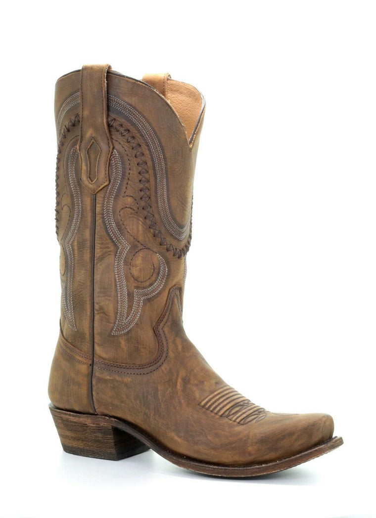Corral Women's Sanded Leopard Print Square Toe Western Boots C3788